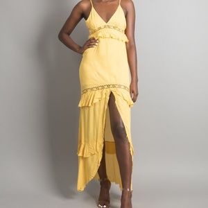 Alyssa | Crochet Tiered Maxi Dress - Yellow